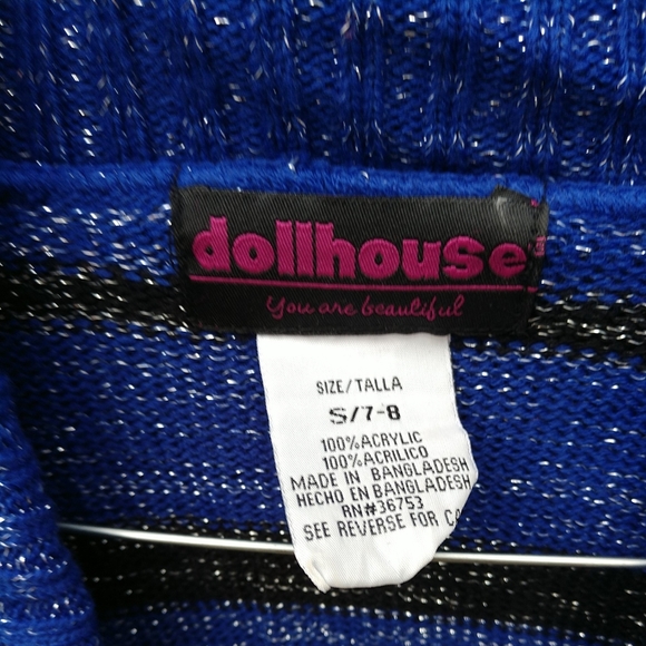 💖Dollhouse Open Front Shrug Sweater💖 Acrylic Blue/Black Sparkles - Picture 10 of 12